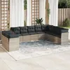 Image de Vidaxl Salon De Jardin Avec Coussins 10 Pcs Gris Clair RÃ©sine TressÃ©e
