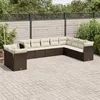Image de Vidaxl Salon De Jardin 10 Pcs Avec Coussins Marron RÃ©sine TressÃ©e
