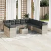 Image de Vidaxl Salon De Jardin Avec Coussins 12 Pcs Gris Clair RÃ©sine TressÃ©e