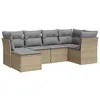 Image de Vidaxl Salon De Jardin Avec Coussins 6 Pcs Beige RÃ©sine TressÃ©e
