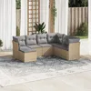 Image de Vidaxl Salon De Jardin Avec Coussins 7 Pcs Beige RÃ©sine TressÃ©e