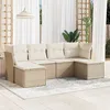 Image de Vidaxl Salon De Jardin Avec Coussins 6 Pcs Beige RÃ©sine TressÃ©e