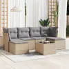 Image de Vidaxl Salon De Jardin Avec Coussins 7 Pcs Beige RÃ©sine TressÃ©e