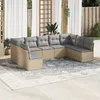 Image de Vidaxl Salon De Jardin Avec Coussins 9 Pcs Beige RÃ©sine TressÃ©e