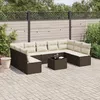 Image de Vidaxl Salon De Jardin 10 Pcs Avec Coussins Marron RÃ©sine TressÃ©e