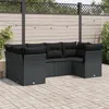 Image de Vidaxl Salon De Jardin 6 Pcs Avec Coussins Noir RÃ©sine TressÃ©e