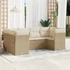 Image de Vidaxl Salon De Jardin Avec Coussins 6 Pcs Beige RÃ©sine TressÃ©e