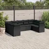 Image de Vidaxl Salon De Jardin 9 Pcs Avec Coussins Noir RÃ©sine TressÃ©e
