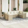 Image de Vidaxl Salon De Jardin Avec Coussins 9 Pcs Beige RÃ©sine TressÃ©e