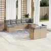 Image de Vidaxl Salon De Jardin Avec Coussins 9 Pcs Beige RÃ©sine TressÃ©e