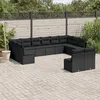 Image de Vidaxl Salon De Jardin 12 Pcs Avec Coussins Noir RÃ©sine TressÃ©e