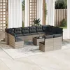 Image de Vidaxl Salon De Jardin Avec Coussins 13 Pcs Gris Clair RÃ©sine TressÃ©e