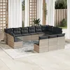 Image de Vidaxl Salon De Jardin Avec Coussins 13 Pcs Gris Clair RÃ©sine TressÃ©e