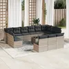 Image de Vidaxl Salon De Jardin Avec Coussins 14 Pcs Gris Clair RÃ©sine TressÃ©e