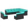 Image de Vidaxl Salon De Jardin Avec Coussins 12 Pcs Noir RÃ©sine TressÃ©e