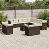 Image de Vidaxl Salon De Jardin Avec Coussins 14 Pcs Marron RÃ©sine TressÃ©e