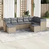 Image de Vidaxl Salon De Jardin Avec Coussins 9 Pcs Beige RÃ©sine TressÃ©e