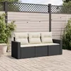 Image de Vidaxl Salon De Jardin 3 Pcs Avec Coussins Noir RÃ©sine TressÃ©e