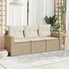 Image de Vidaxl Salon De Jardin Avec Coussins 3 Pcs Beige RÃ©sine TressÃ©e