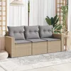 Image de Vidaxl Salon De Jardin Avec Coussins 3 Pcs Beige RÃ©sine TressÃ©e
