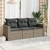 Image de Vidaxl Salon De Jardin Avec Coussins 3 Pcs Gris RÃ©sine TressÃ©e