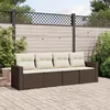 Image de Vidaxl Salon De Jardin 4 Pcs Avec Coussins Marron RÃ©sine TressÃ©e