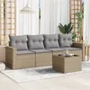 Image de Vidaxl Salon De Jardin Avec Coussins 5 Pcs Beige RÃ©sine TressÃ©e