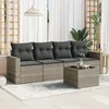 Image de Vidaxl Salon De Jardin 5 Pcs Avec Coussins Gris Clair RÃ©sine TressÃ©e