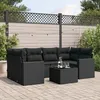 Image de Vidaxl Salon De Jardin 7 Pcs Avec Coussins Noir RÃ©sine TressÃ©e