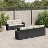 Image de Vidaxl Salon De Jardin 8 Pcs Avec Coussins Noir RÃ©sine TressÃ©e