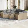 Image de Vidaxl Salon De Jardin Avec Coussins 9 Pcs Beige RÃ©sine TressÃ©e