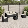 Image de Vidaxl Salon De Jardin 6 Pcs Avec Coussins Noir RÃ©sine TressÃ©e
