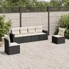 Image de Vidaxl Salon De Jardin 6 Pcs Avec Coussins Noir RÃ©sine TressÃ©e