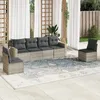 Image de Vidaxl Salon De Jardin 6 Pcs Avec Coussins Gris Clair RÃ©sine TressÃ©e