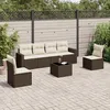 Image de Vidaxl Salon De Jardin Avec Coussins 7 Pcs Marron RÃ©sine TressÃ©e