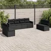Image de Vidaxl Salon De Jardin 8 Pcs Avec Coussins Noir RÃ©sine TressÃ©e