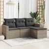 Image de Vidaxl Salon De Jardin 4 Pcs Avec Coussins Gris RÃ©sine TressÃ©e