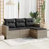 Image de Vidaxl Salon De Jardin 4 Pcs Avec Coussins Gris Clair RÃ©sine TressÃ©e