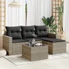 Image de Vidaxl Salon De Jardin 5 Pcs Avec Coussins Gris Clair RÃ©sine TressÃ©e