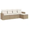 Image de Vidaxl Salon De Jardin Avec Coussins 5 Pcs Beige RÃ©sine TressÃ©e
