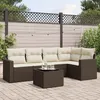Image de Vidaxl Salon De Jardin Avec Coussins 6 Pcs Marron RÃ©sine TressÃ©e