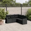 Image de Vidaxl Salon De Jardin 5 Pcs Avec Coussins Noir RÃ©sine TressÃ©e