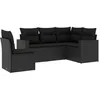 Image de Vidaxl Salon De Jardin 5 Pcs Avec Coussins Noir RÃ©sine TressÃ©e