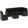 Image de Vidaxl Salon De Jardin 7 Pcs Avec Coussins Noir RÃ©sine TressÃ©e