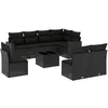 Image de Vidaxl Salon De Jardin 9 Pcs Avec Coussins Noir RÃ©sine TressÃ©e