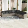 Image de Vidaxl Salon De Jardin 9 Pcs Avec Coussins Gris Clair RÃ©sine TressÃ©e