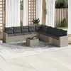 Image de Vidaxl Salon De Jardin Avec Coussins 10 Pcs Gris Clair RÃ©sine TressÃ©e