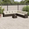 Image de Vidaxl Salon De Jardin 10 Pcs Avec Coussins Marron RÃ©sine TressÃ©e