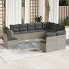 Image de Vidaxl Salon De Jardin Avec Coussins 10 Pcs Gris Clair RÃ©sine TressÃ©e