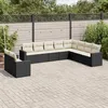 Image de Vidaxl Salon De Jardin 10 Pcs Avec Coussins Noir RÃ©sine TressÃ©e